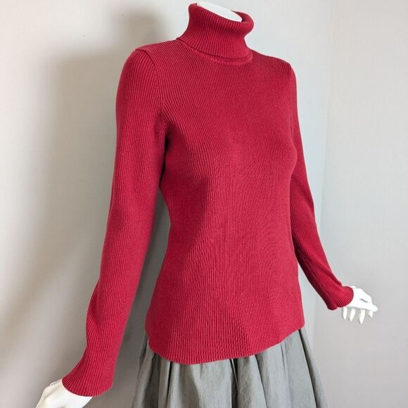 90s Ralph Lauren Ribbed turtleneck Red with logo size L - Picture 6 of 9